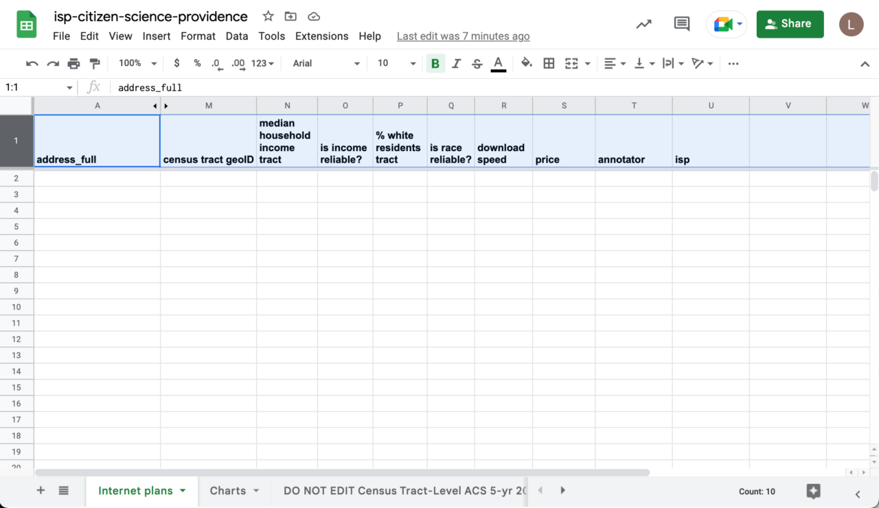 Select the first row of your copy of template spreadsheet before importing the address data.